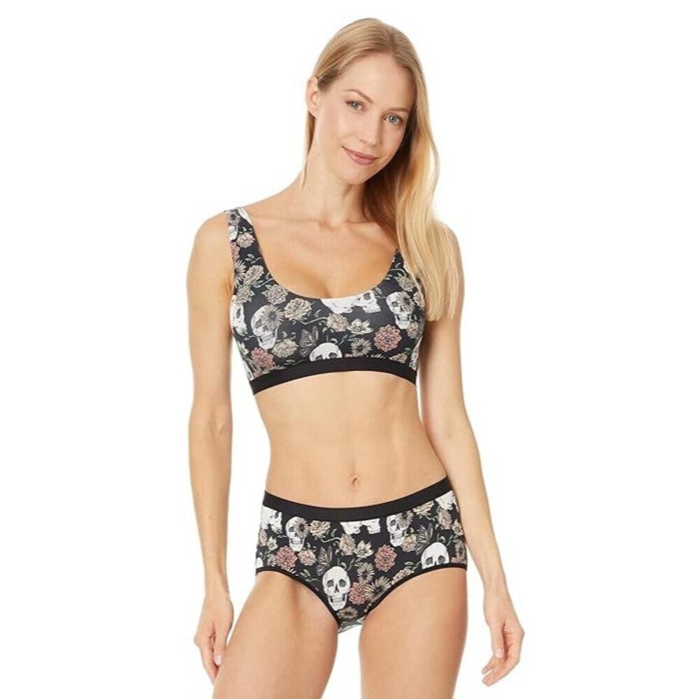 MeUndies Bralette Bra Womens Small Black Floral Stretch U-Neck Scoop Back GBO839